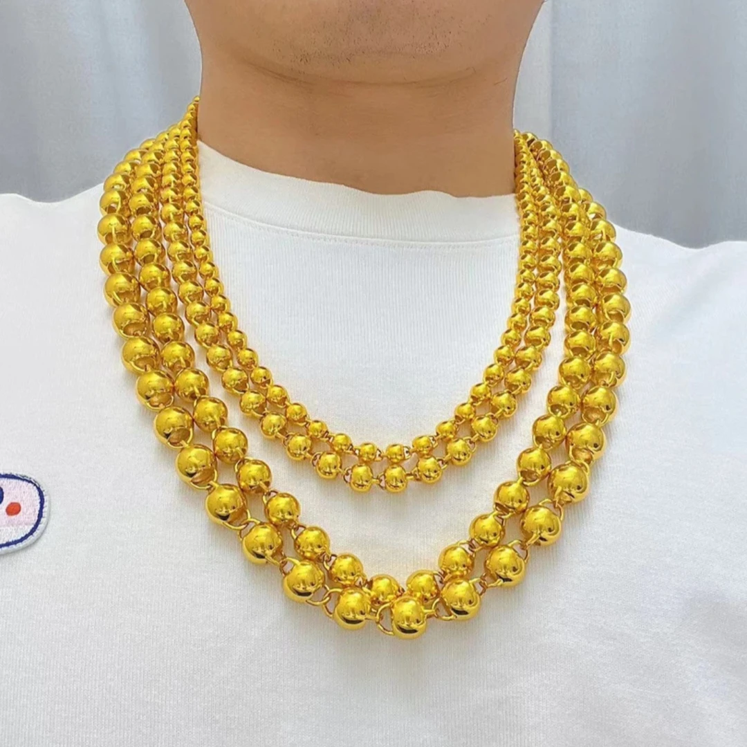 合金项链 【抖音好物】卡12圆珠 霸气 时尚 潮流 大气 金色 经典