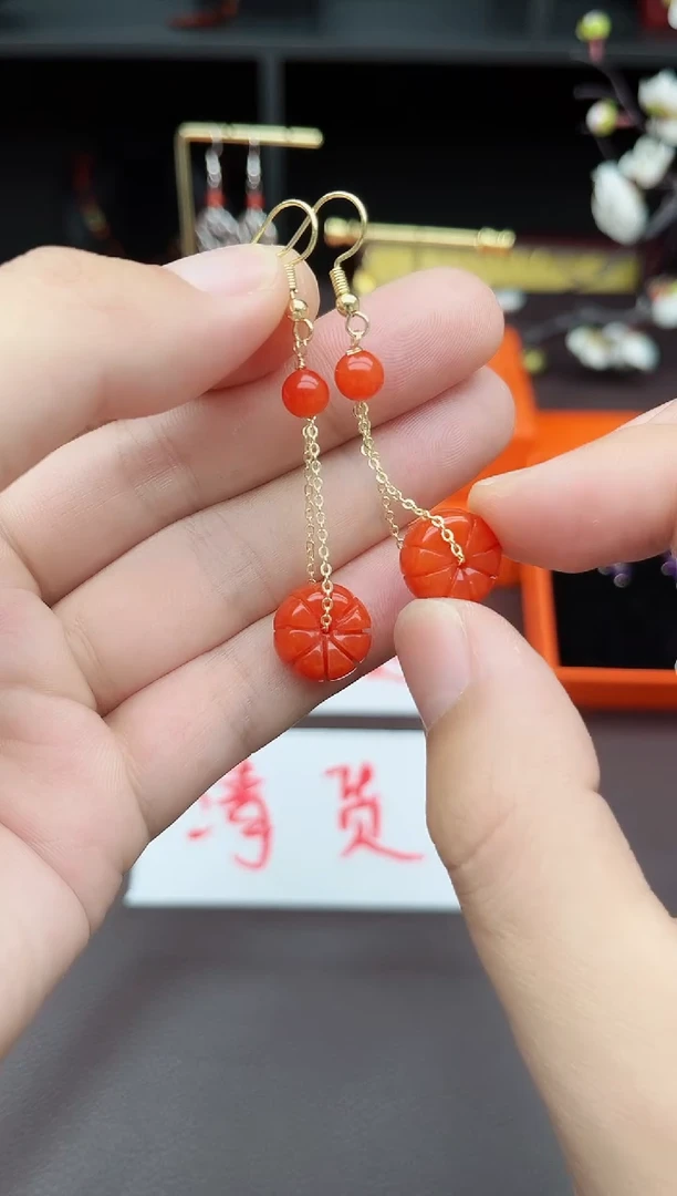 石英质玉（天山翠）银S925镶嵌耳饰317000