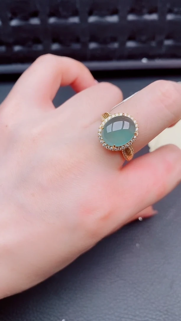 翡翠戒指银S925镶嵌天然a货翡翠119