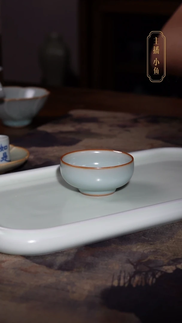 玛*善窑厂圆口天青杯开片