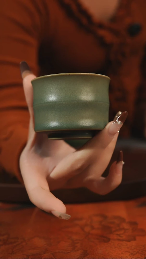 杯子是*小竹节杯 柴烧 汝州原产地原矿仿古老釉