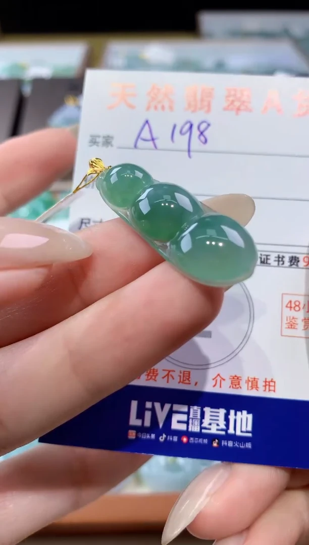 颈饰18K金镶嵌翡翠天然缅甸翡翠A货挂件