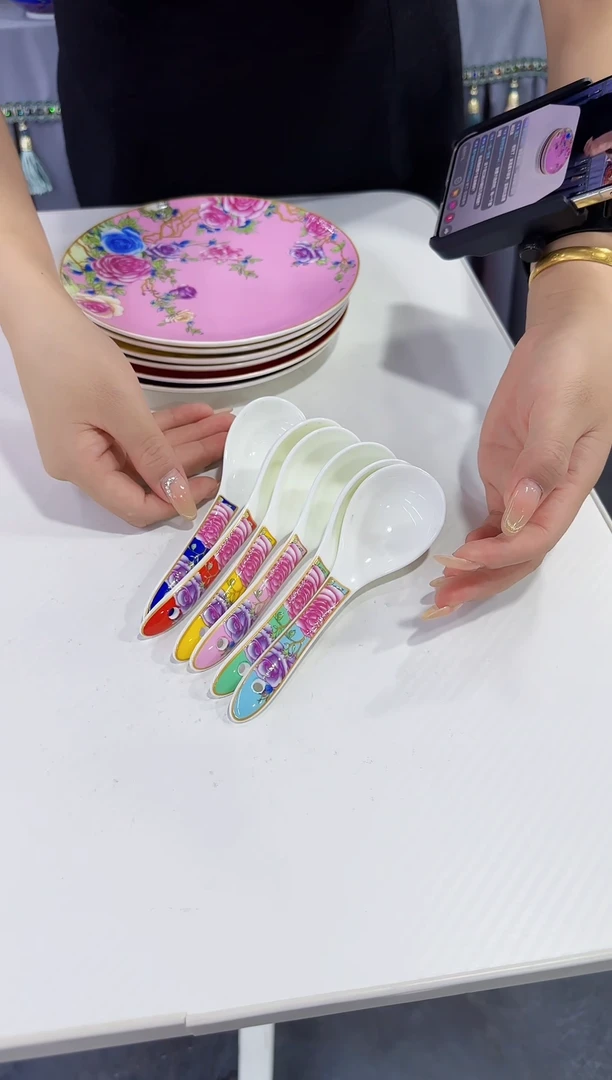 珐琅小勺子六个景德镇陶瓷