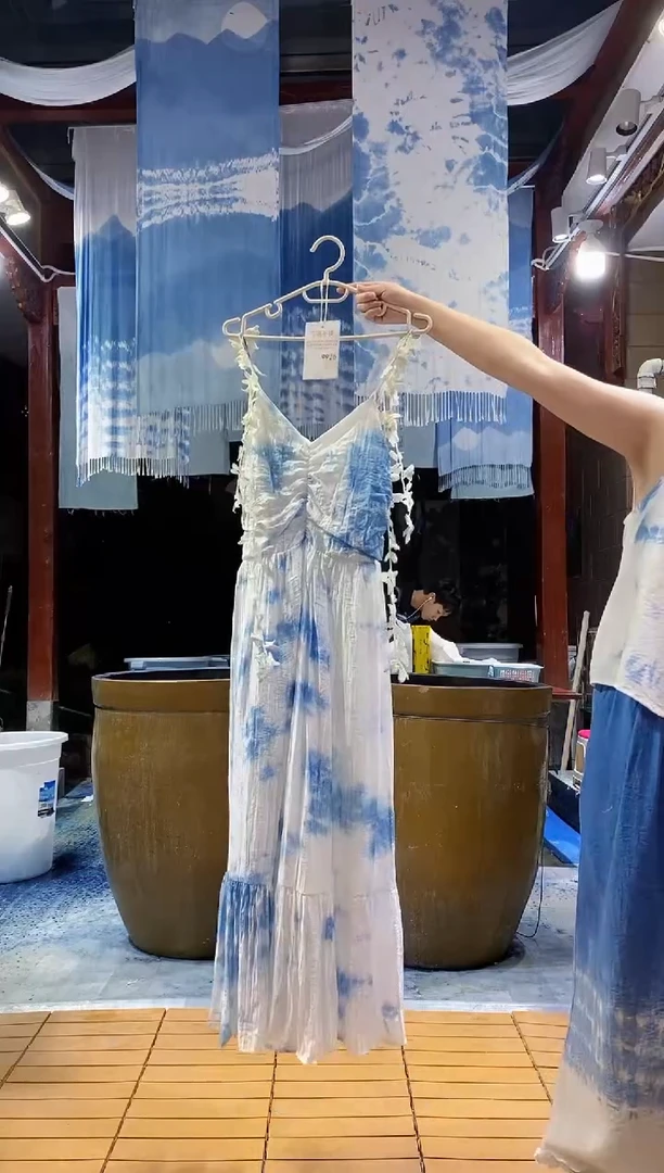 云浅蓝深 扎染服装  9926