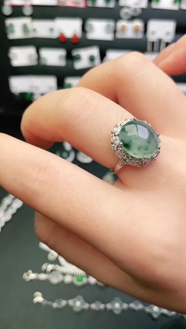 银S925镶嵌戒指翡翠0