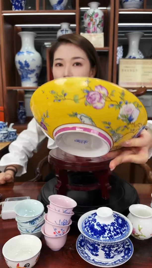 A29景德镇珐琅黄色碗