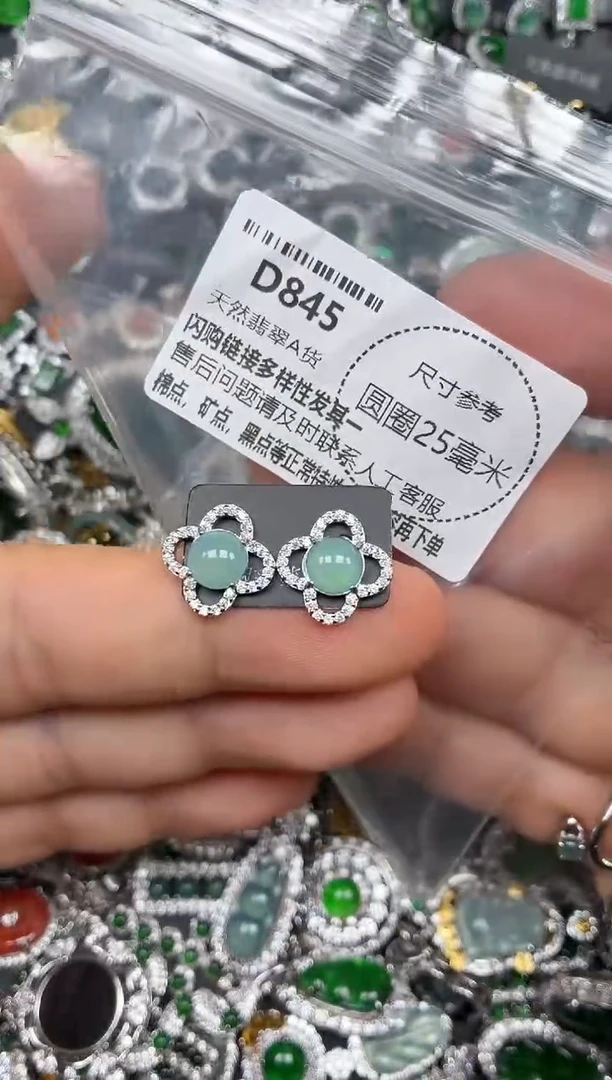 颈饰未镶嵌翡翠D845耳钉