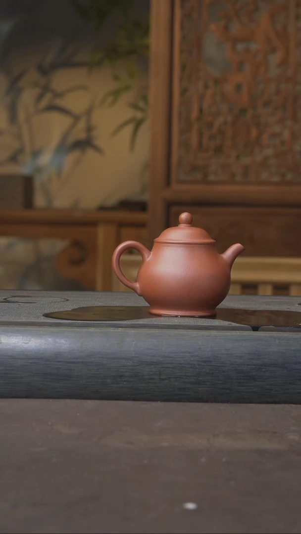 茶壶紫砂02，高潘壶，100cc，朱泥