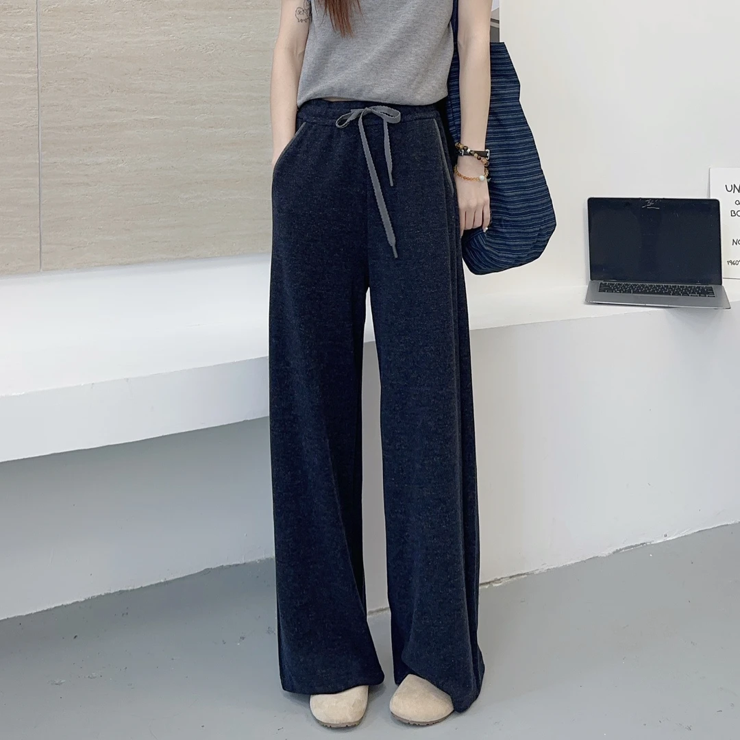 门店329！兔毛绒~秋冬加绒款慵懒风窄版显瘦百搭阔腿裤时尚宽松
