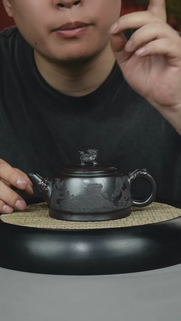 茶壶紫砂铁血红砂 龙龟壶