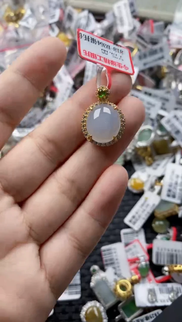 翡翠戒指银S925镶嵌4444---9