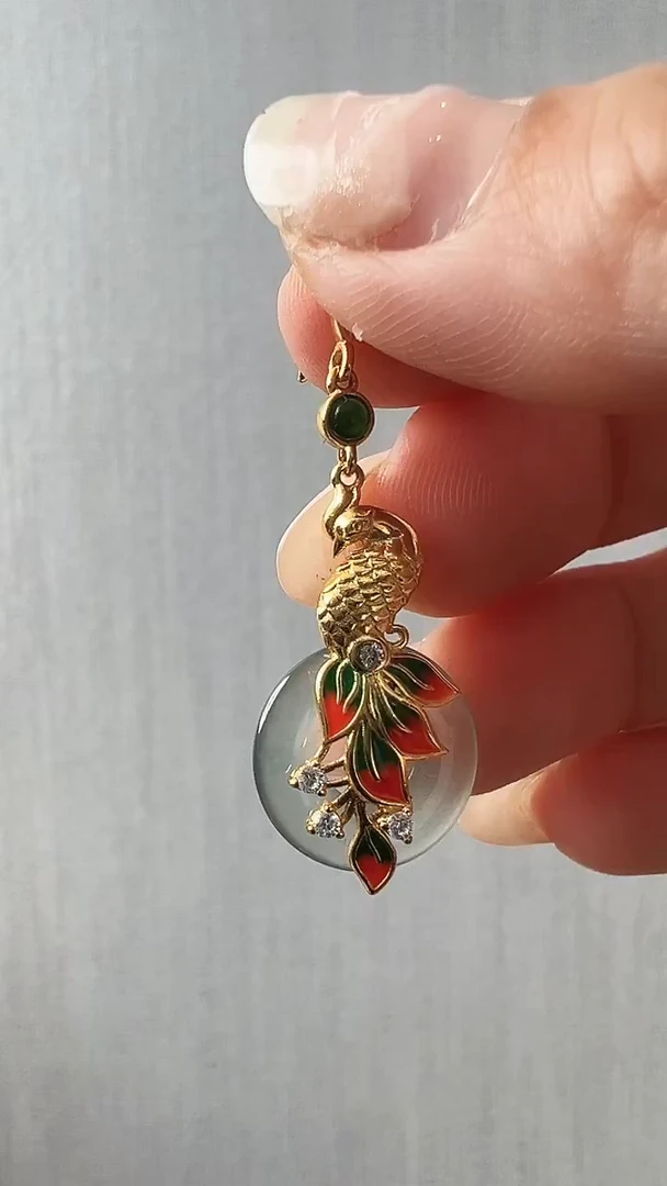 颈饰未镶嵌翡翠耳钩