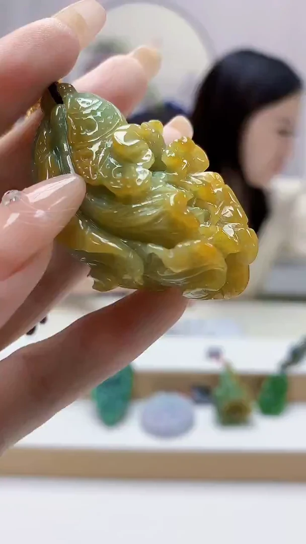 未镶嵌定制翡翠4852DD-毛货挂件34
