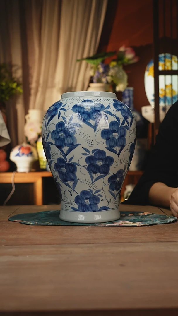 瓶景德镇手绘陶瓷花瓶摆件手工陶瓷（高度，口径）