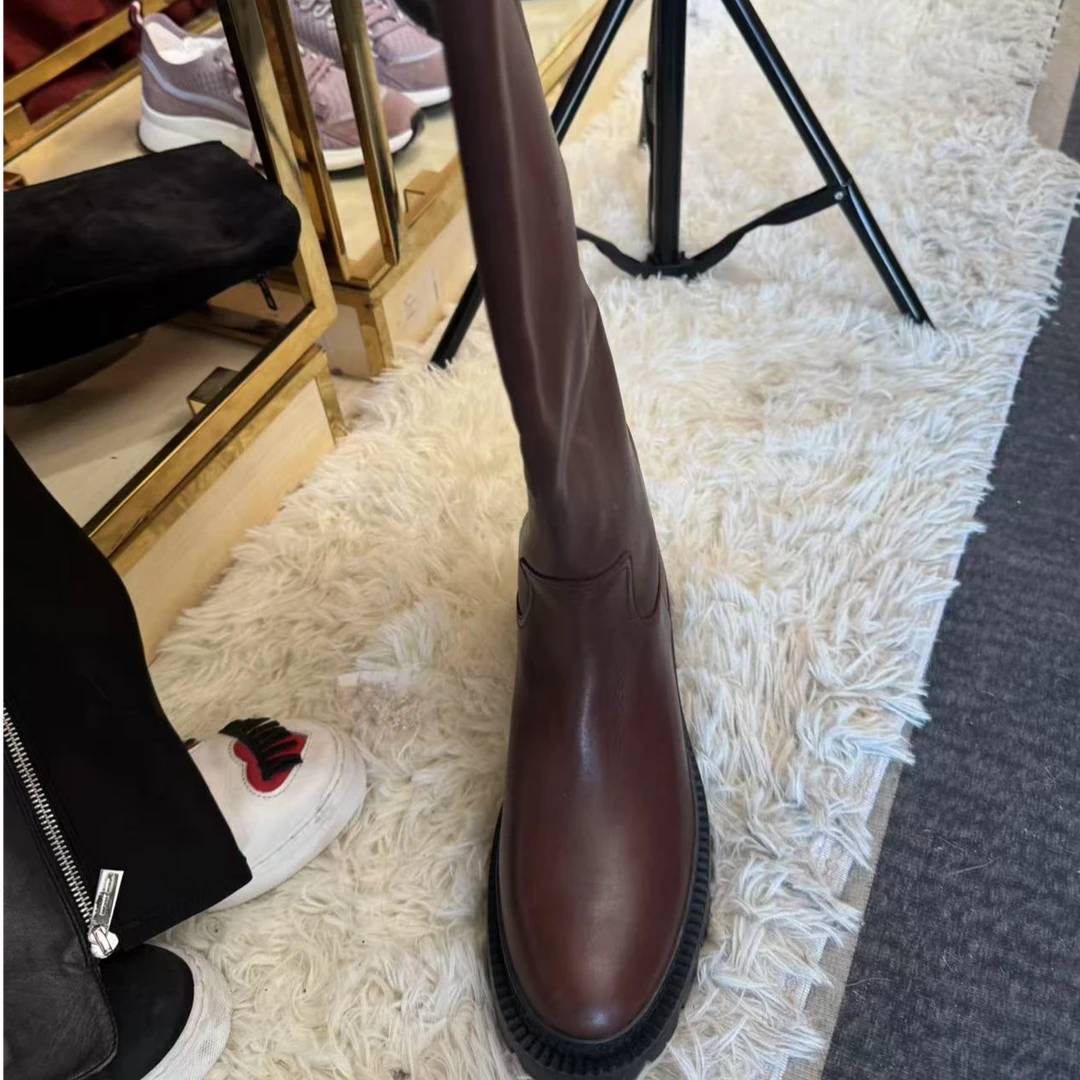 99新 COACH/蔻驰 蔻驰红棕色长靴39.5