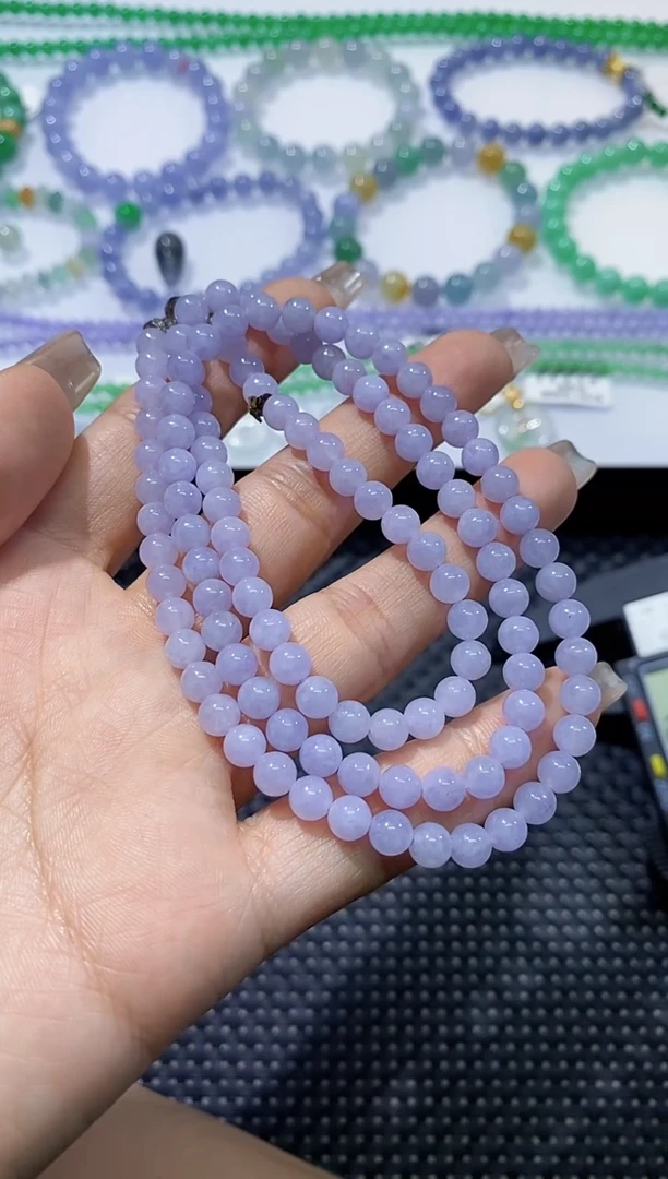 散珠翡翠卡5.5红春紫项链