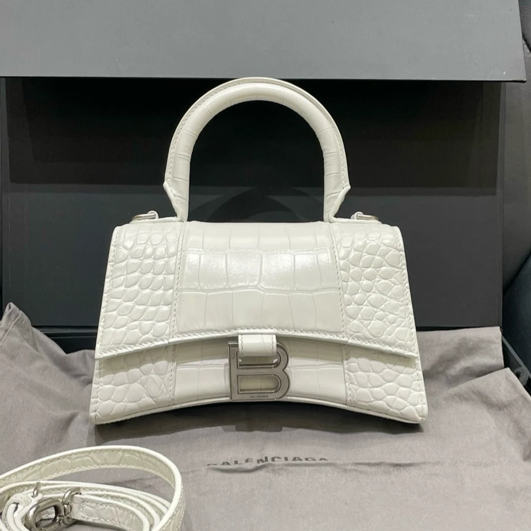 99新 Balenciaga/巴黎世家 扣鳄鱼纹沙漏包 xs号