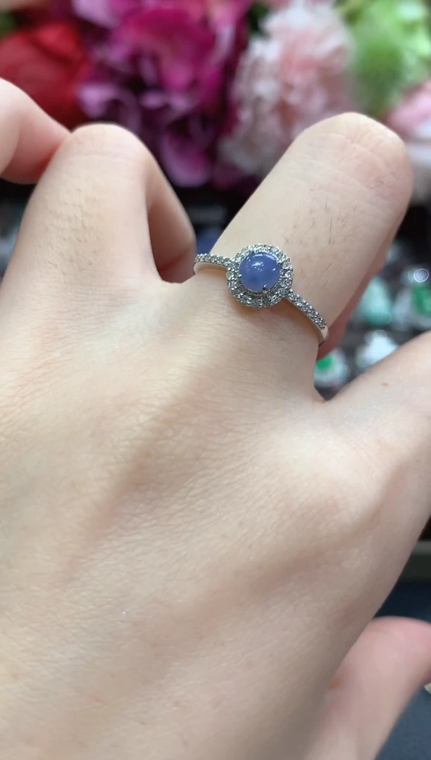 18K金镶嵌戒指翡翠秋日珠宝Q30 紫货有色差