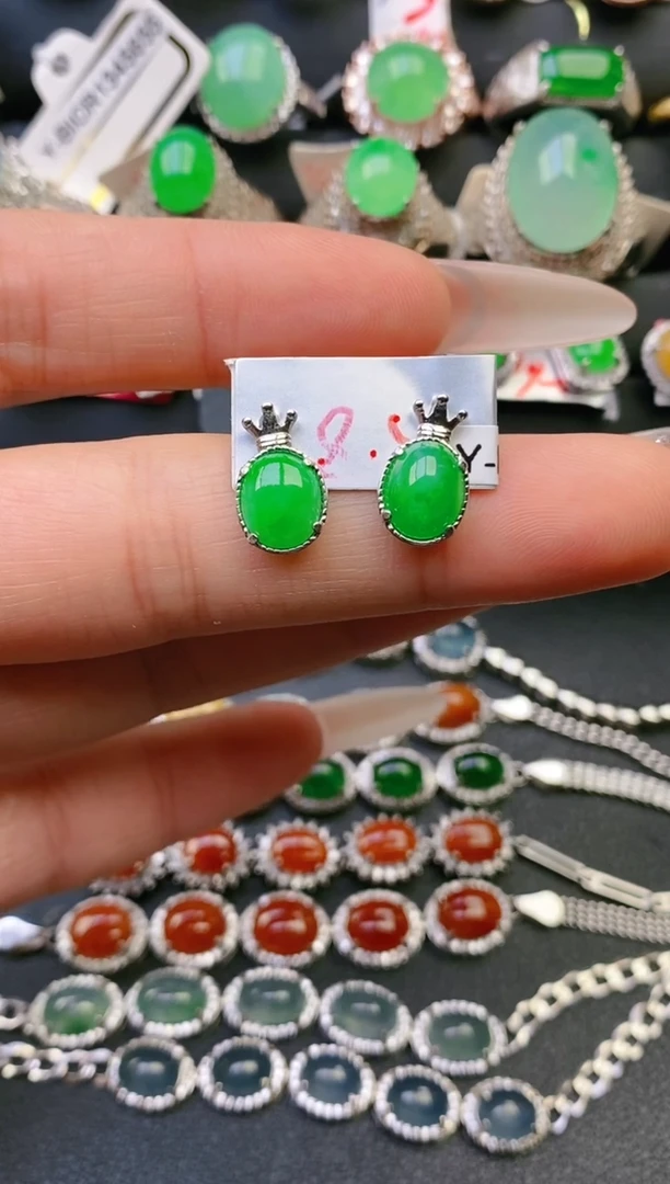 【闪购商品】翡翠戒指银S925镶嵌天然A货翡翠1