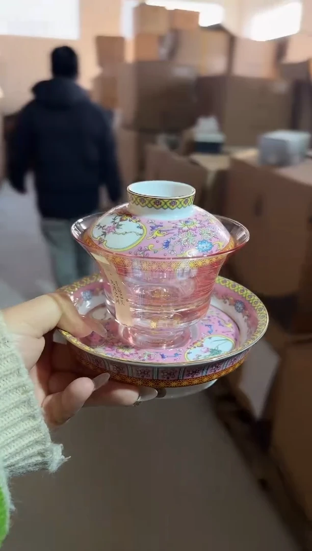 【闪购商品】粉色木桃盖碗单只