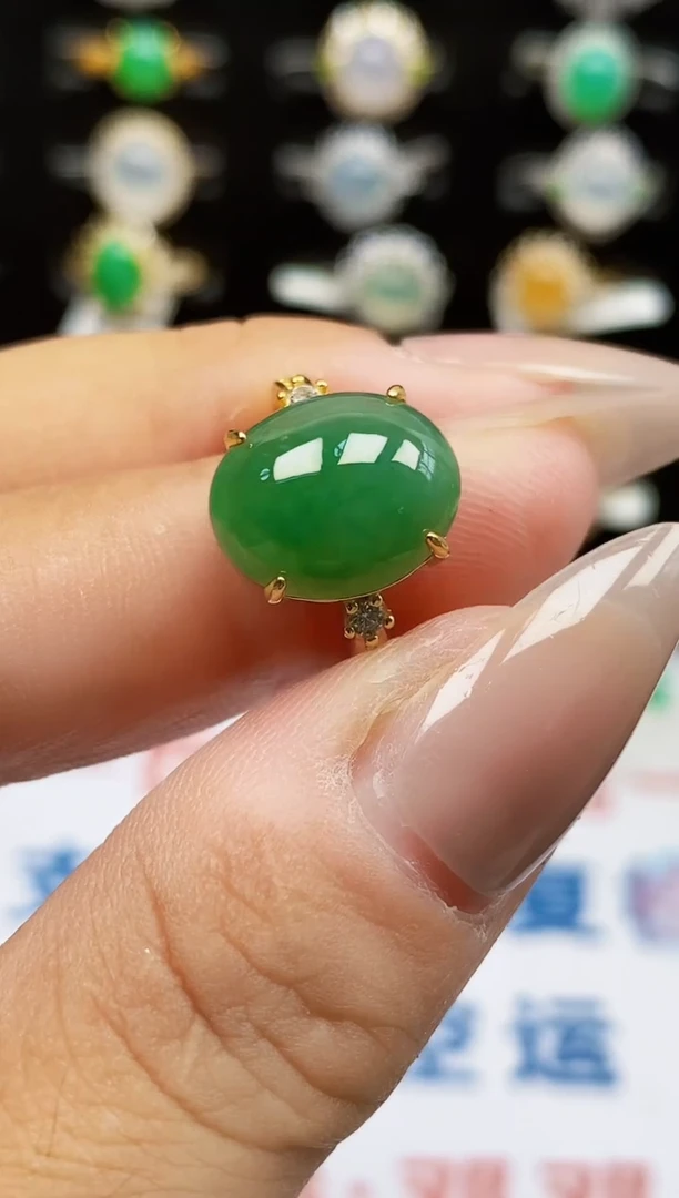 银S925镶嵌戒指翡翠0043