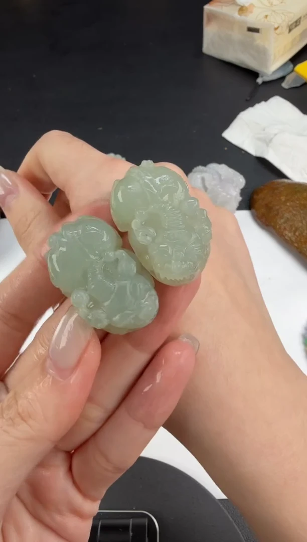 未镶嵌定制翡翠翡翠饰品-282 毛货 一对