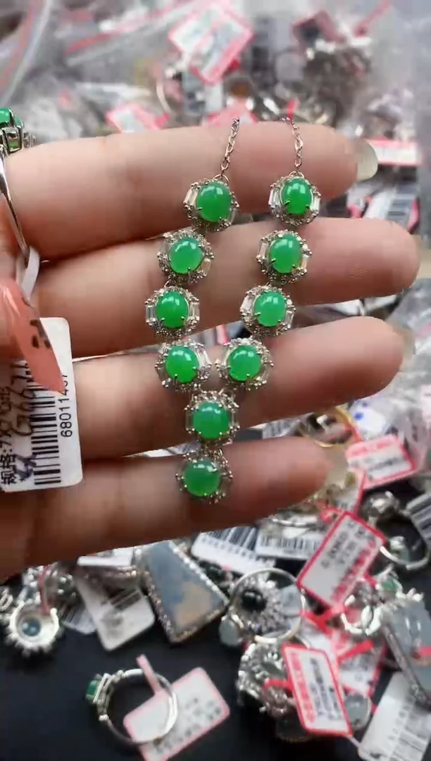 银S925镶嵌戒指翡翠天然A货缅甸翡翠