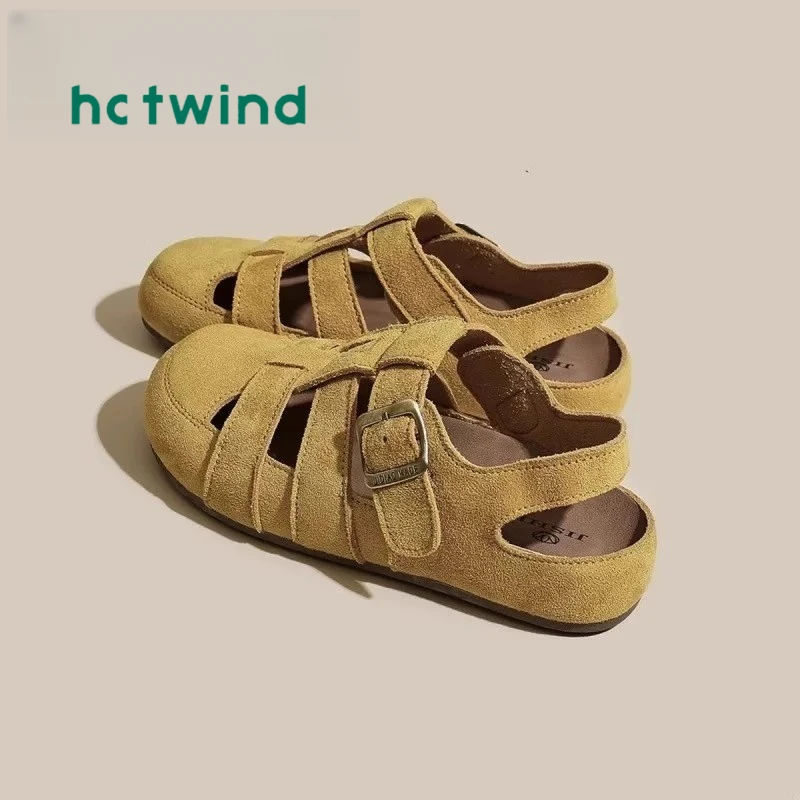 热风百搭复古森系罗马凉鞋女2025夏季新款两穿勃肯包头休闲猪笼鞋