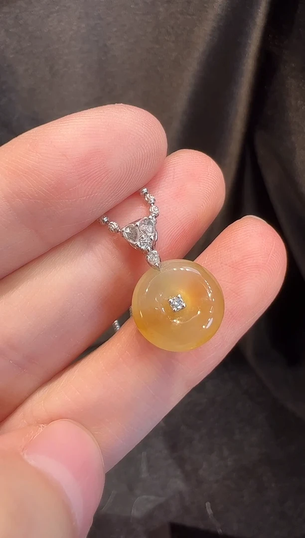 翡翠18K金镶嵌吊坠(不含链)L6吊坠