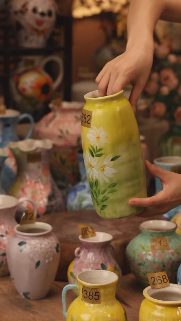 陶瓷382景德镇设计师手作花器摆件侘寂风