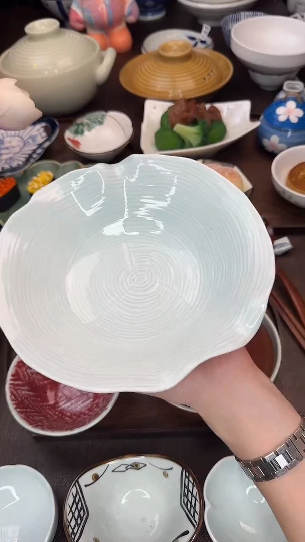 瓷龙泉青釉异形手捏盘