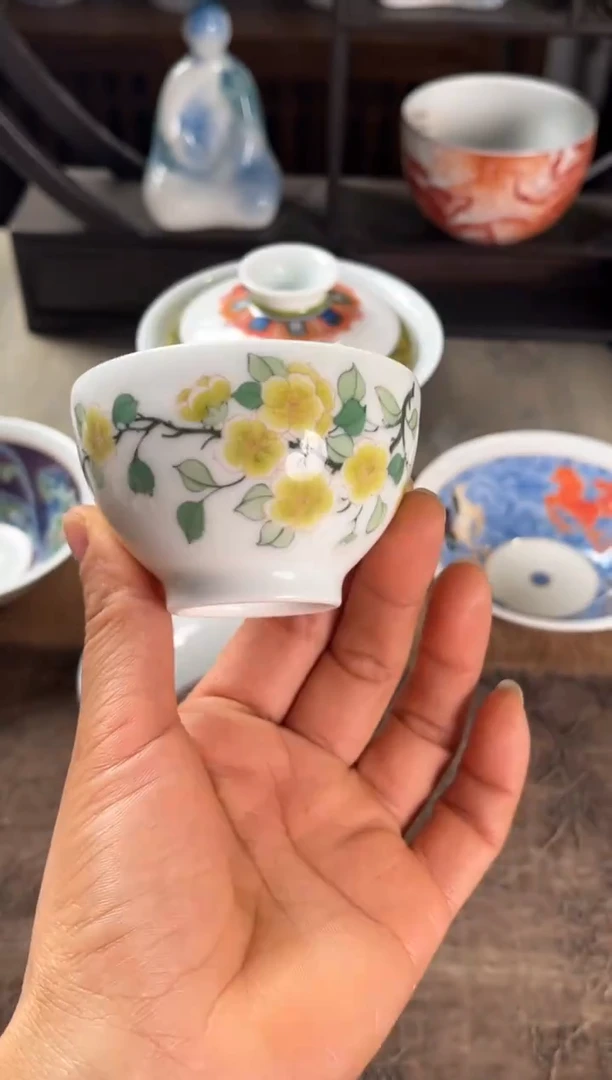 景德镇文祥窑手工釉下彩陶瓷单杯
