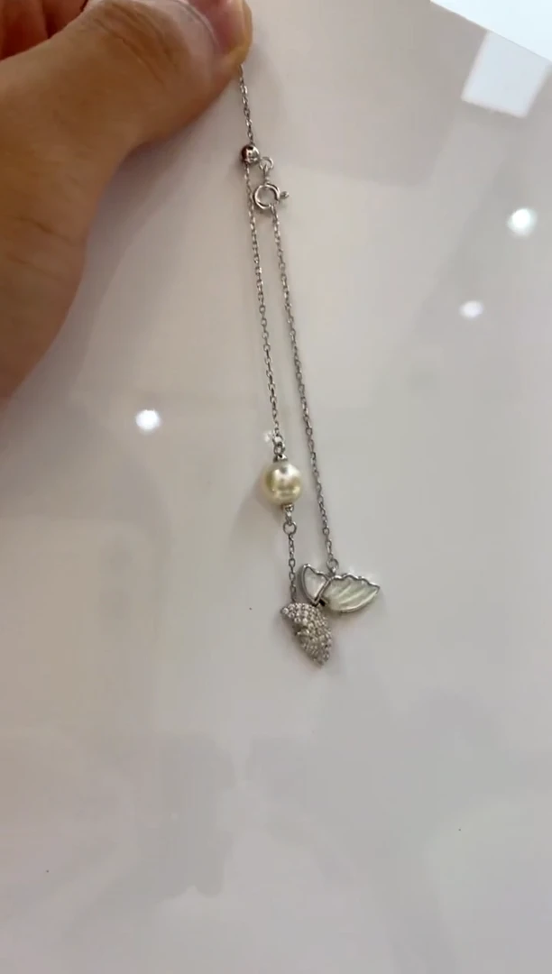 银S925镶嵌手绳海水珍珠7-8