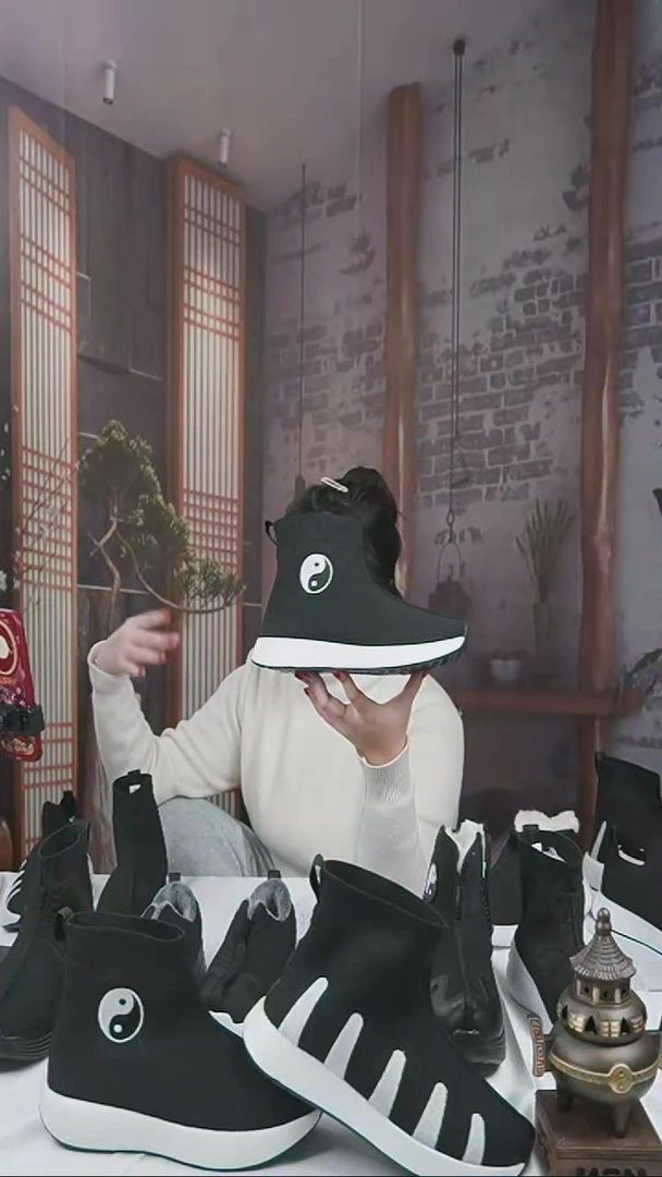 牛津布高帮爆米花太极鞋