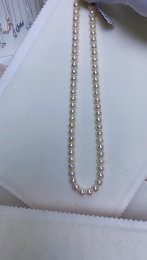 【闪购商品】海水珍珠饰品银S925镶嵌6-7羽皇金满珠链·AM67G1