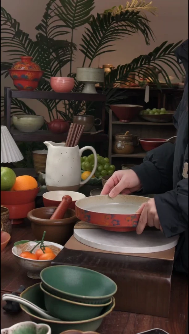 碗景德镇手工高温餐具敦煌竹节盘