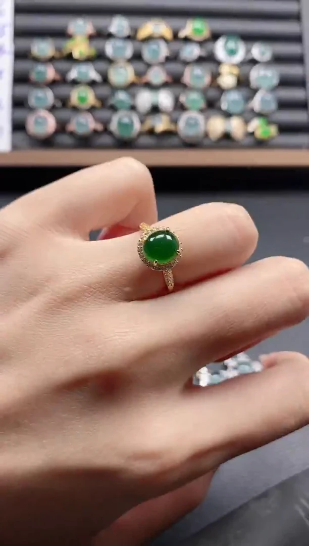 银S925镶嵌戒指翡翠51511