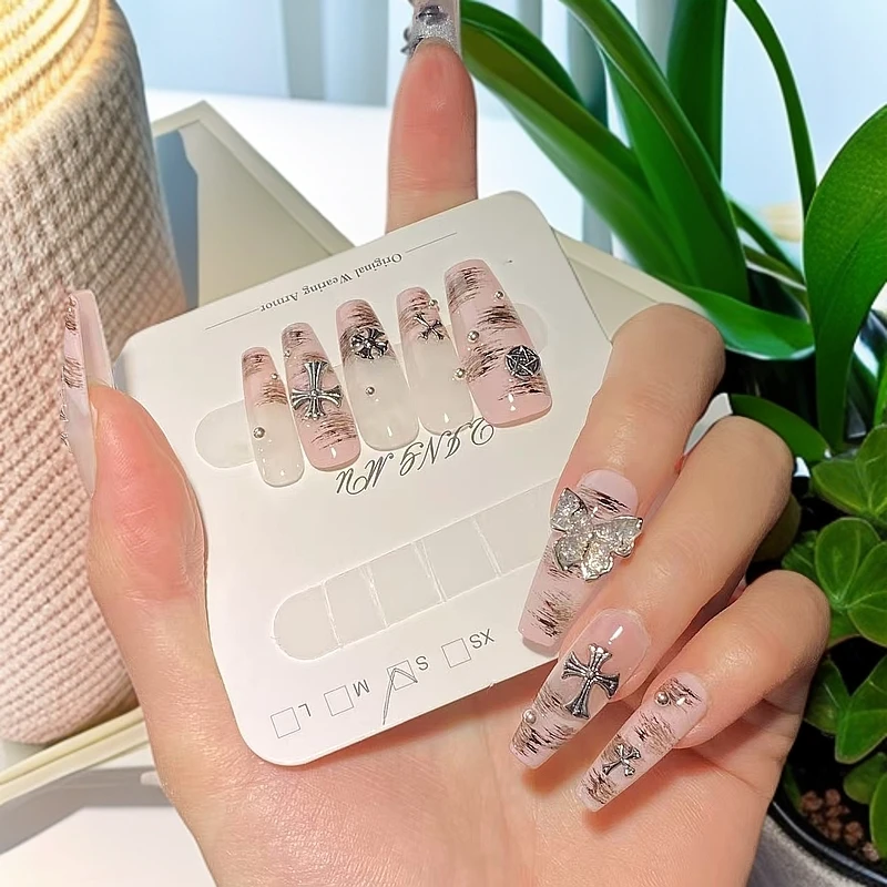 【暗黑克罗心】10号长梯甜酷少女风纯手工穿戴甲轻奢高端美甲贴片