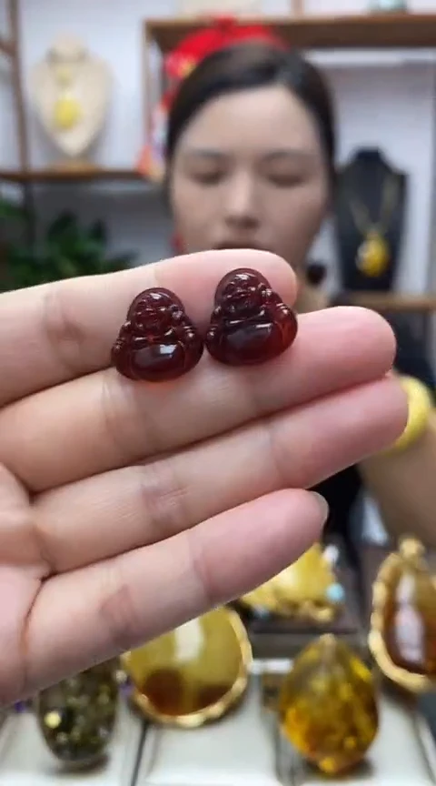 未镶嵌琥珀裸石琥珀耳钉