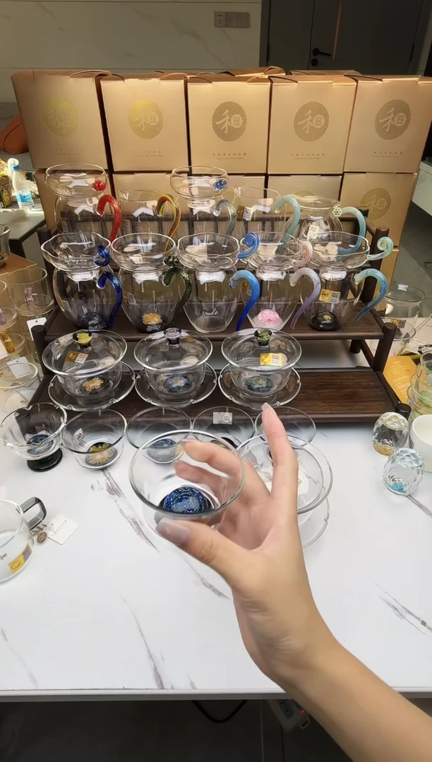 手工艺品玻璃老*童禾器 黑星空茶杯 普通盒