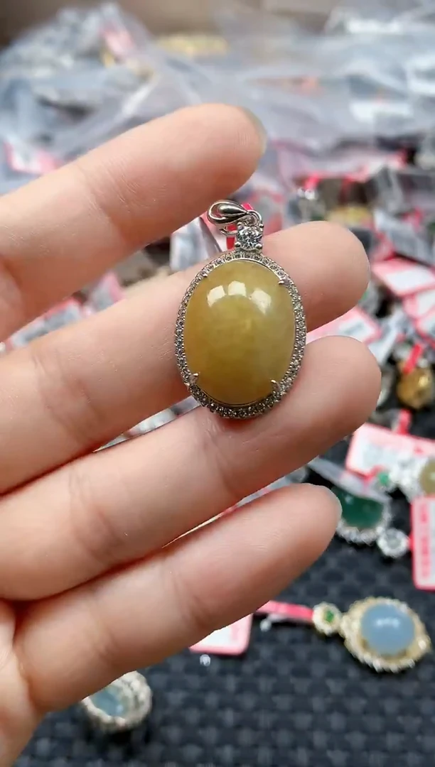 银S925镶嵌戒指翡翠天然A货缅甸翡翠