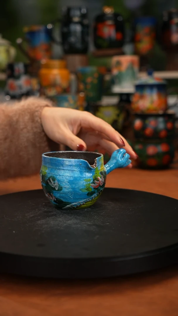 紫砂油画手绘釉下彩