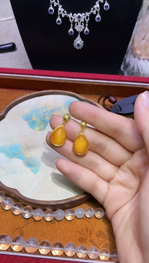 未镶嵌蜜蜡耳饰多样性发一件617
