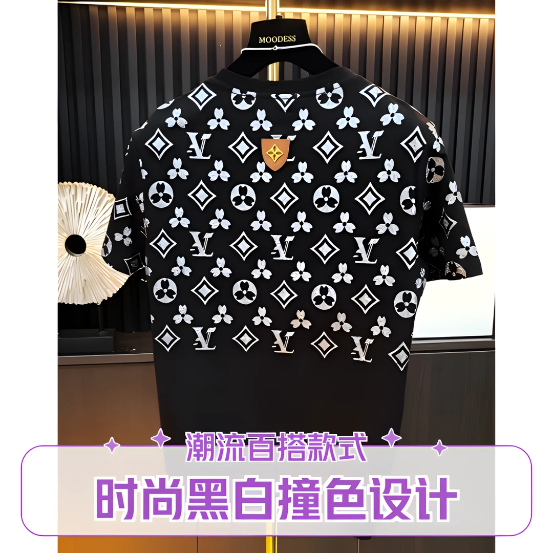 BW-时尚休闲透气圆领男款短袖常规运动男士印花夏款夏季T恤-K-363