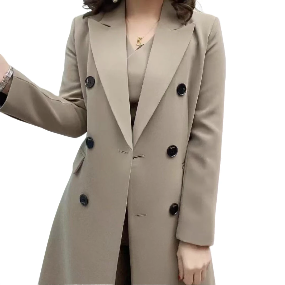 DD2295-新款时尚气质百搭风衣微喇裤组合套装