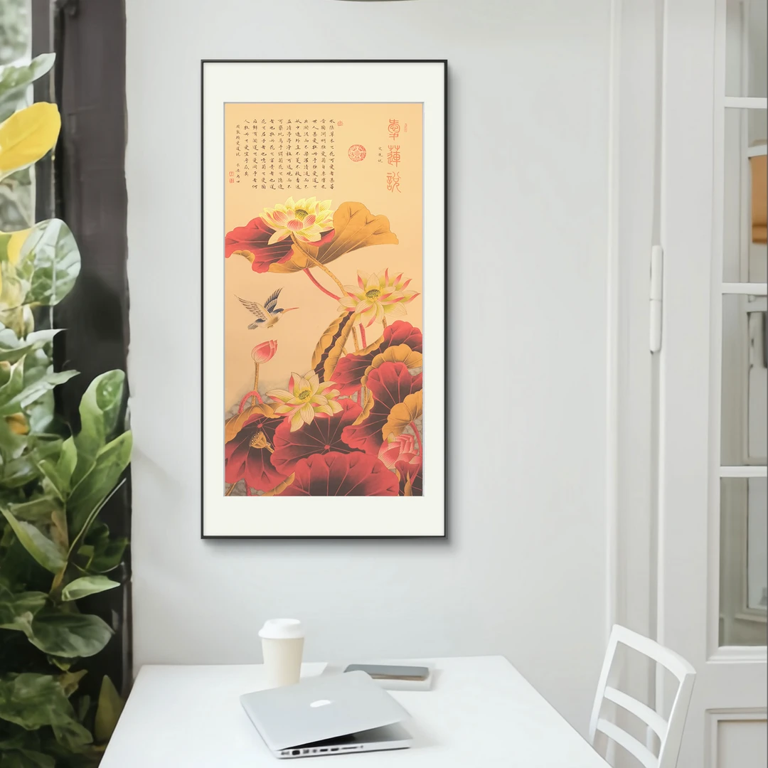 王书田书法-经典-《爱莲说》【拓底装裱无框】85X180CM