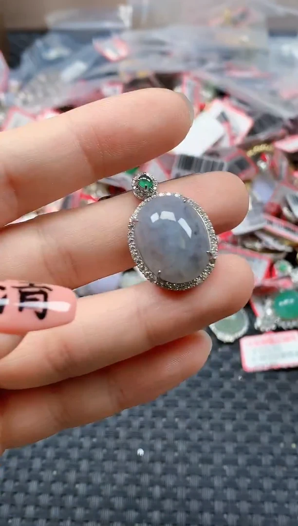 银S925镶嵌戒指翡翠天然A货缅甸翡翠