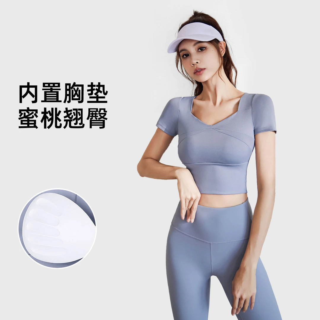 瑜伽服套装收腹运动紧身带固定胸垫跑步弹力健身服女夏季训练薄款