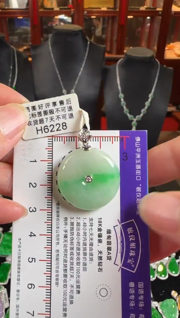 颈饰18K金镶嵌翡翠H6228平安扣