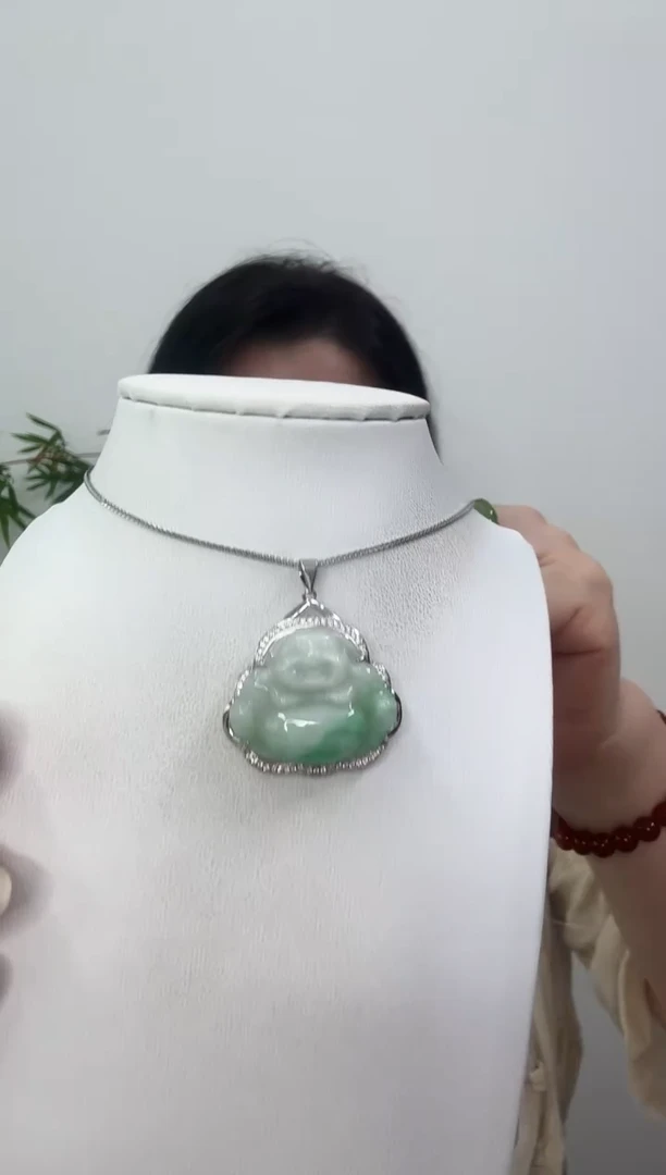 翡翠银S925镶嵌吊坠(赠链)小佛